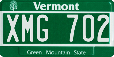 VT license plate XMG702