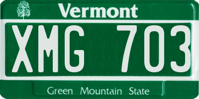VT license plate XMG703
