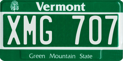 VT license plate XMG707