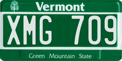 VT license plate XMG709
