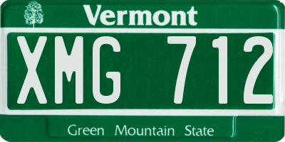 VT license plate XMG712