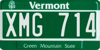 VT license plate XMG714