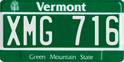 VT license plate XMG716