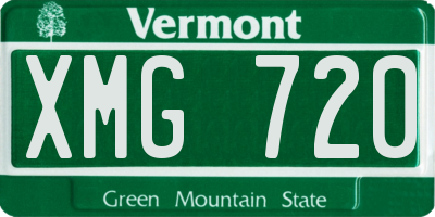 VT license plate XMG720