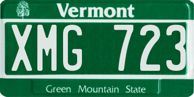 VT license plate XMG723