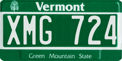 VT license plate XMG724