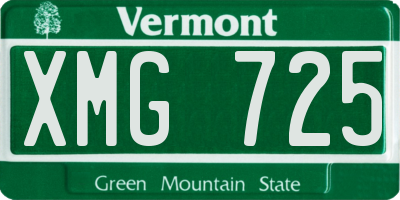 VT license plate XMG725
