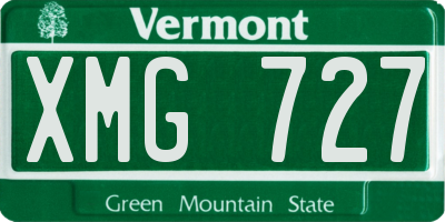 VT license plate XMG727