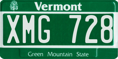 VT license plate XMG728