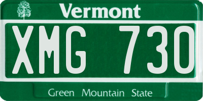 VT license plate XMG730