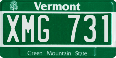 VT license plate XMG731