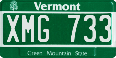VT license plate XMG733