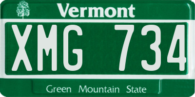 VT license plate XMG734
