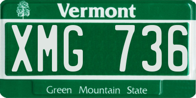 VT license plate XMG736