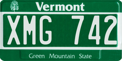 VT license plate XMG742