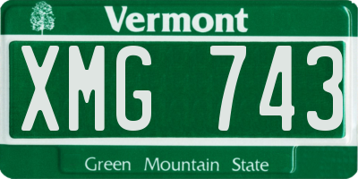 VT license plate XMG743