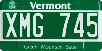 VT license plate XMG745