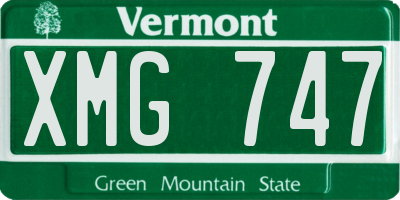 VT license plate XMG747