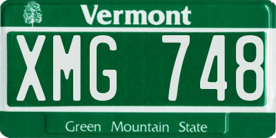 VT license plate XMG748