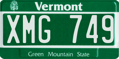 VT license plate XMG749