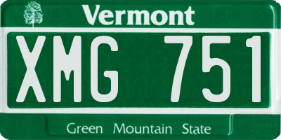 VT license plate XMG751