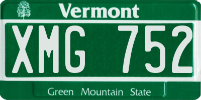 VT license plate XMG752