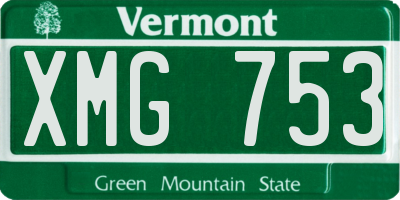 VT license plate XMG753