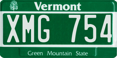 VT license plate XMG754