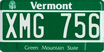 VT license plate XMG756