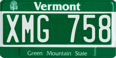 VT license plate XMG758