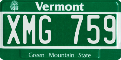 VT license plate XMG759