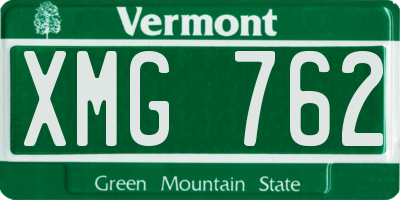 VT license plate XMG762