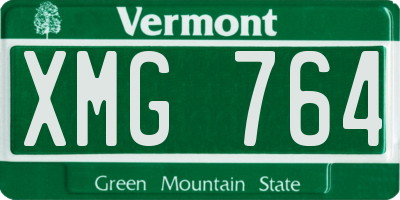 VT license plate XMG764