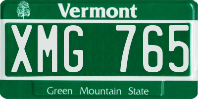 VT license plate XMG765