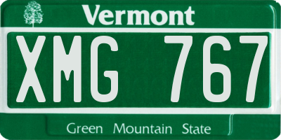 VT license plate XMG767