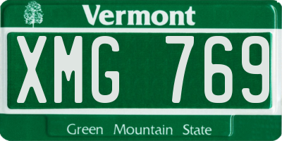 VT license plate XMG769