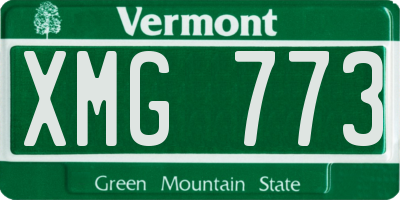 VT license plate XMG773