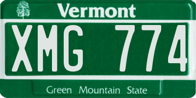 VT license plate XMG774