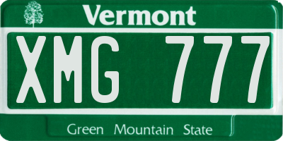 VT license plate XMG777