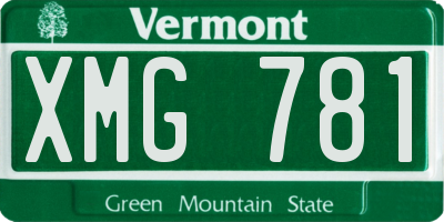 VT license plate XMG781