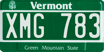 VT license plate XMG783