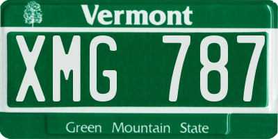 VT license plate XMG787