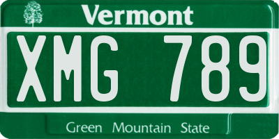 VT license plate XMG789