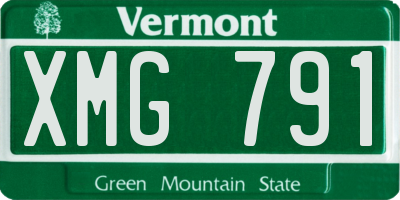 VT license plate XMG791
