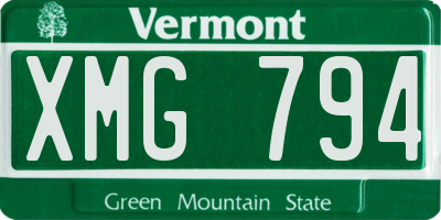 VT license plate XMG794