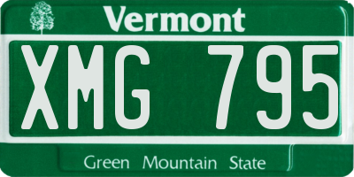 VT license plate XMG795