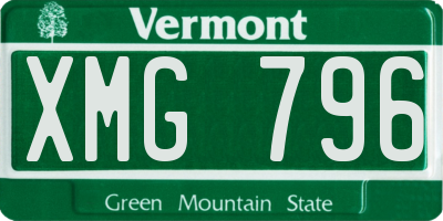 VT license plate XMG796