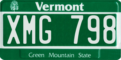 VT license plate XMG798