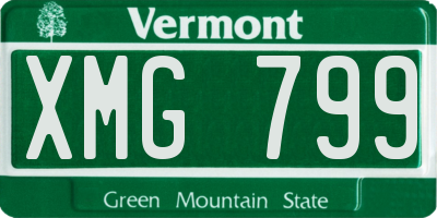 VT license plate XMG799