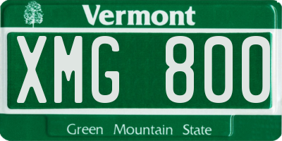 VT license plate XMG800